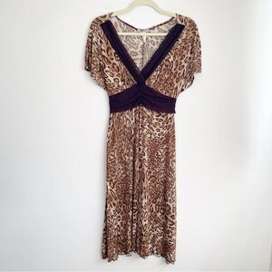 Vintage Y2K 90s babydoll dress leopard Animal Print lettuce hem indie sleaze L